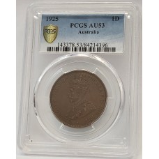 AUSTRALIA 1925 . ONE 1 PENNY . PCGS AU53 AUSTRALIA 1925 . ONE 1 PENNY . PCGS AU53